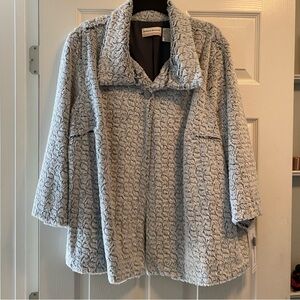 Alfred Dunner Light Gray Teddy Jacket